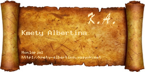 Kmety Albertina névjegykártya
